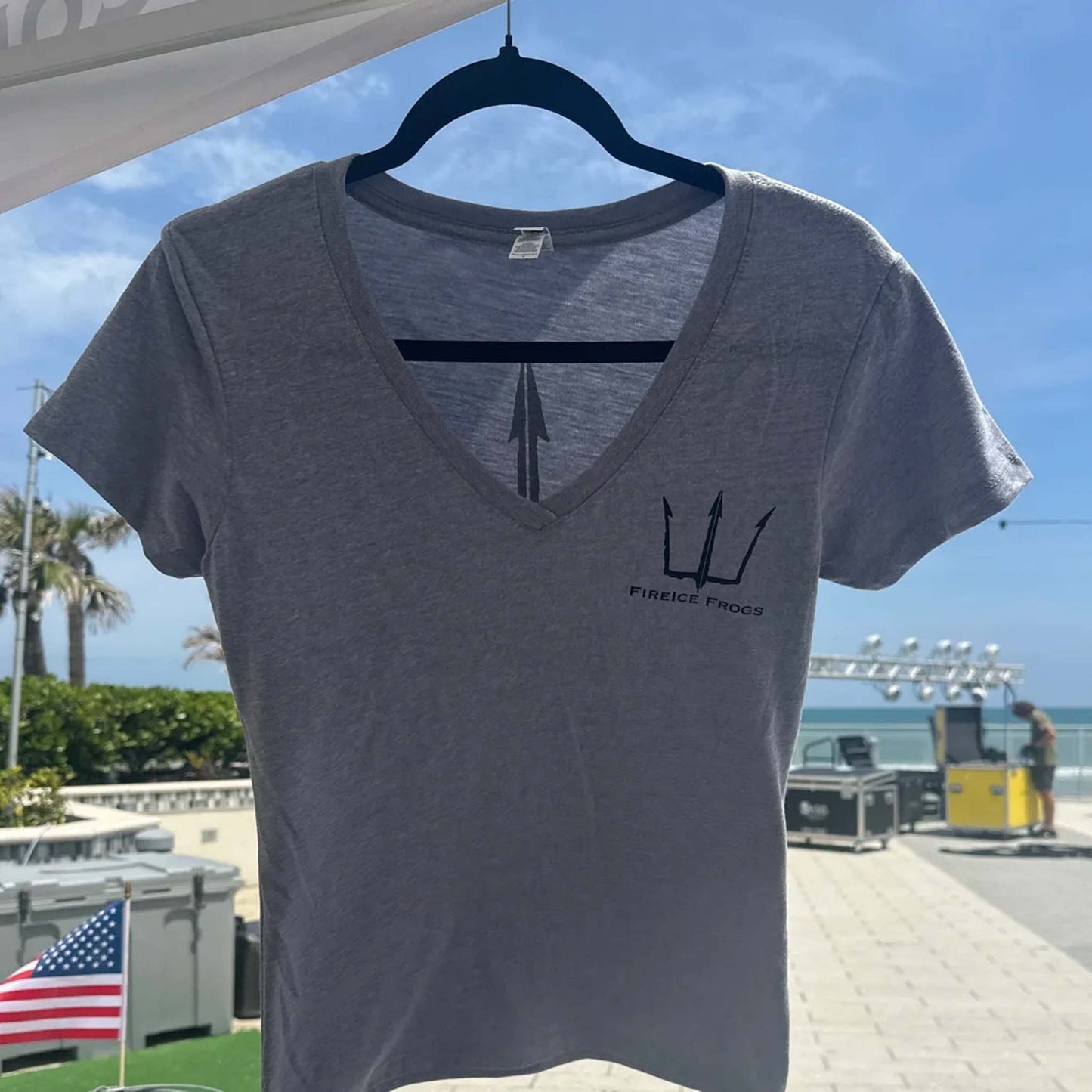 Ladies V-neck T (Black Logo)
