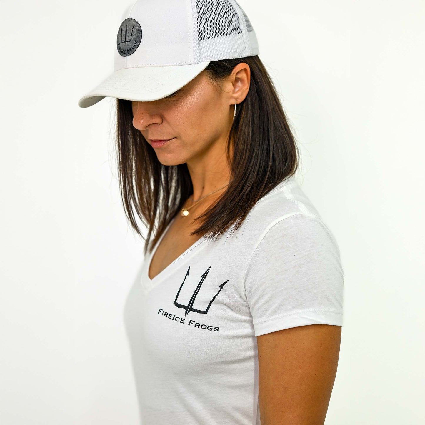 Ladies V-neck T (Black Logo)